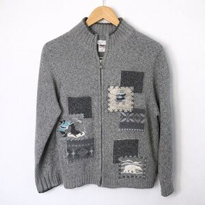 Vintage Northern Reflections Sweater Medium Patchwork Cabin Core Cottagecore